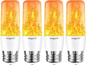 HoogaLife Flame Light Bulbs, E26 Led Flame Light Bulb with Effect of Real Candle Fire Light, 4w Flames Bulbs with Upside Down Effect, for Christmas Halloween Home Party Holiday House Room Porch-4 Pack