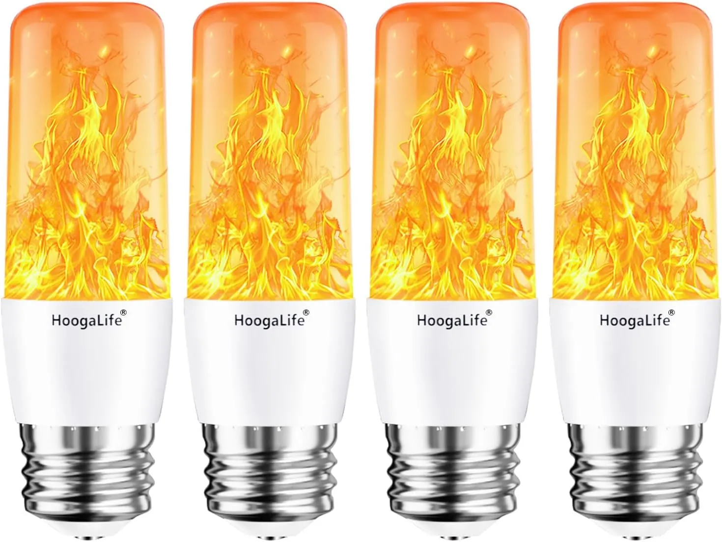 HoogaLife Flame Light Bulbs, E26 Led Flame Light Bulb with Effect of Real Candle Fire Light, 4w Flames Bulbs with Upside Down Effect, for Christmas Halloween Home Party Holiday House Room Porch-4 Pack