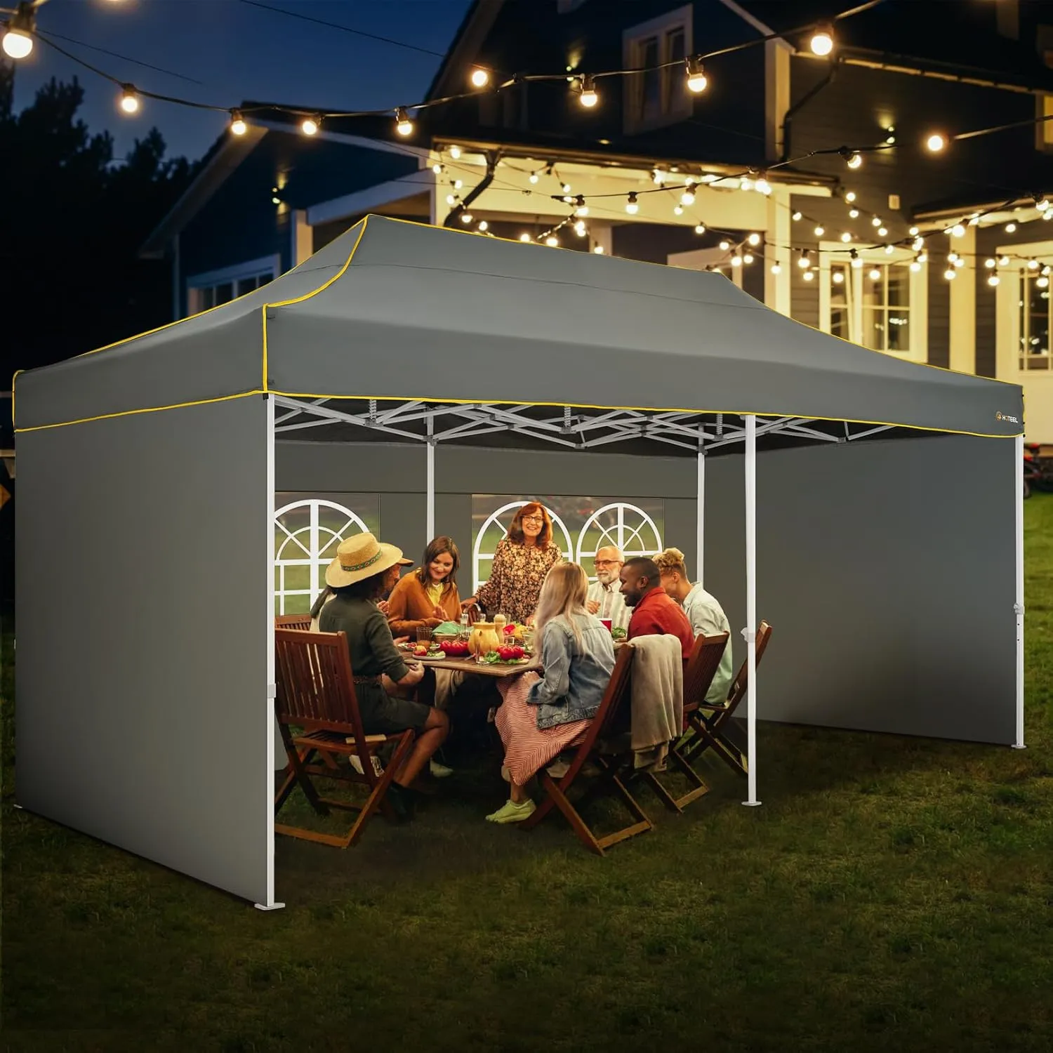 HOTEEL 10x20 Heavy Duty Pop Up Canopy Tent Commercial Outdoor Canopy Tents for Parties Event Wedding with Roller Bag, Waterproof & UV 50 , Upgraded Thickened Hexagonal Legs, 4 Sandbags 8 Staks, Gray