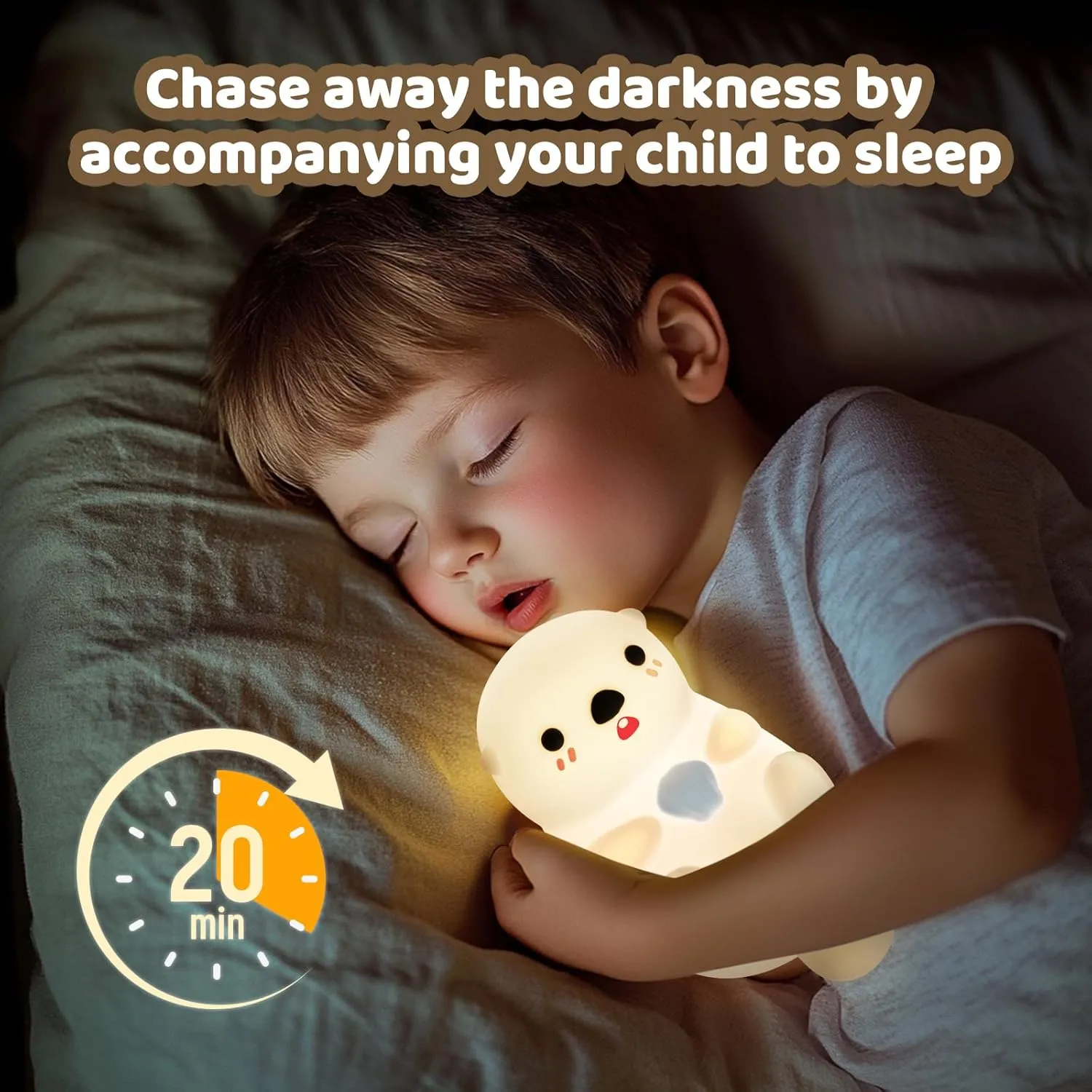 Huggwaii Otter Night Light for Kids – Cute Silicone Squishy Kids Night Light, Dimmable & Rechargeable LED Otter Lamp, 1200mAh Battery, Soft Nursery Nightlight for Toddler Room Decor & Gifts