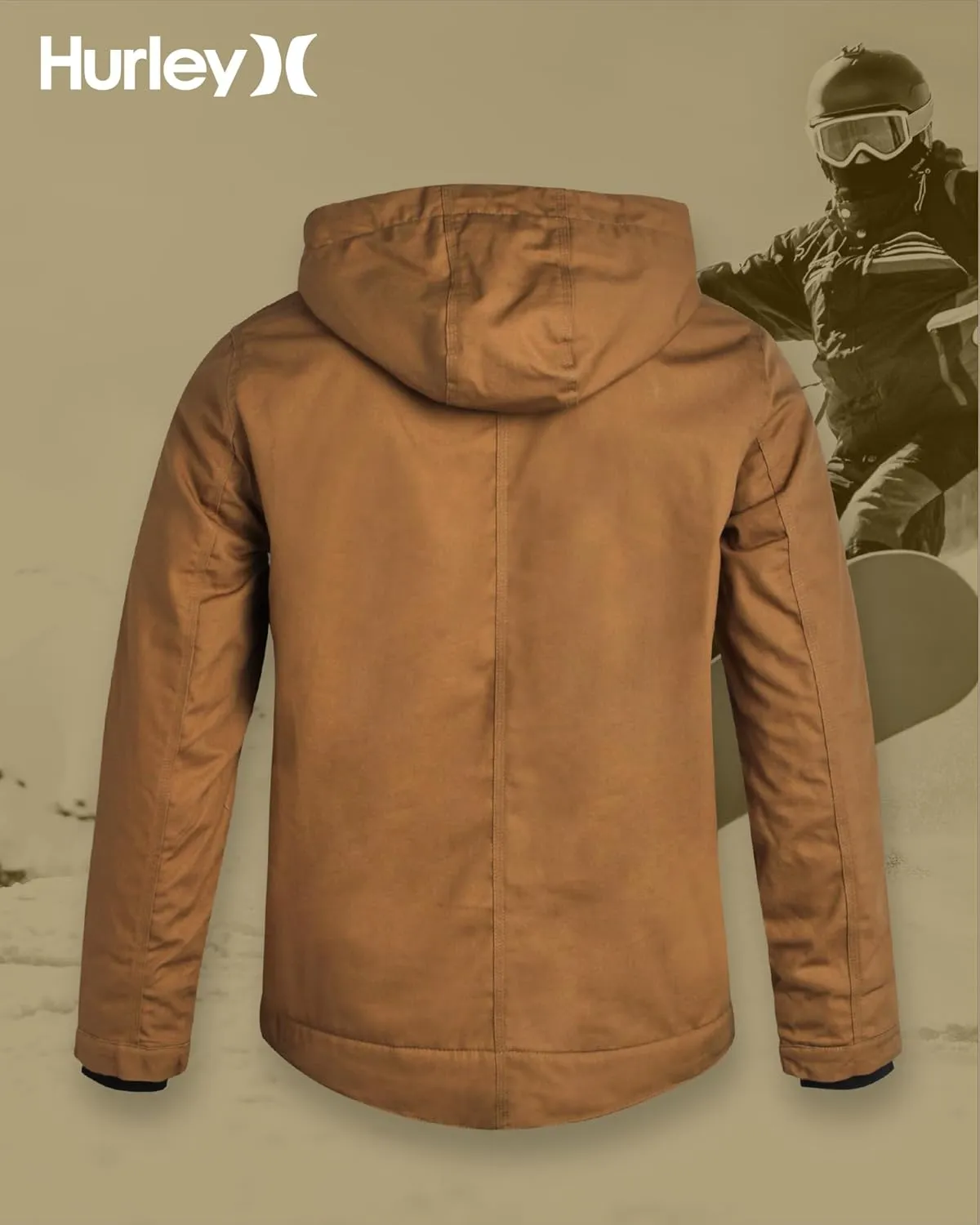 Hurley Men's Charger Jacket - Sherpa Lined Outdoor Jacket with Snap Closure Pockets - Button Down Men's Hooded Jacket (S-XL)