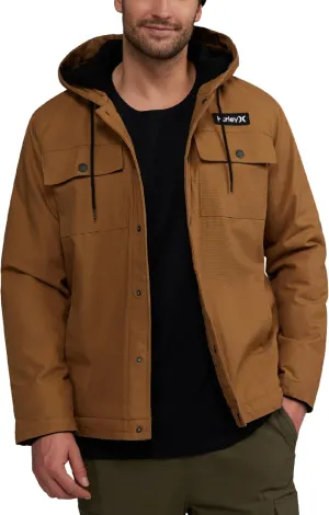 Hurley Men's Charger Jacket - Sherpa Lined Outdoor Jacket with Snap Closure Pockets - Button Down Men's Hooded Jacket (S-XL)