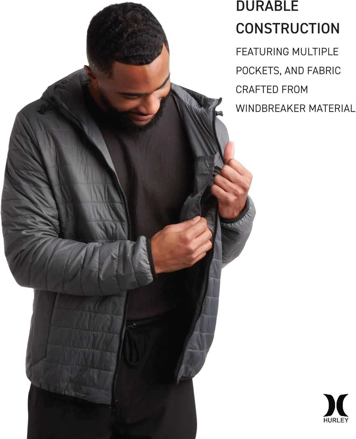 Hurley Men's Jacket - Balsam Lightweight Packable Puffer Coat - Weather Resistant Outerwear Windbreaker Coat for Men (M-XL)