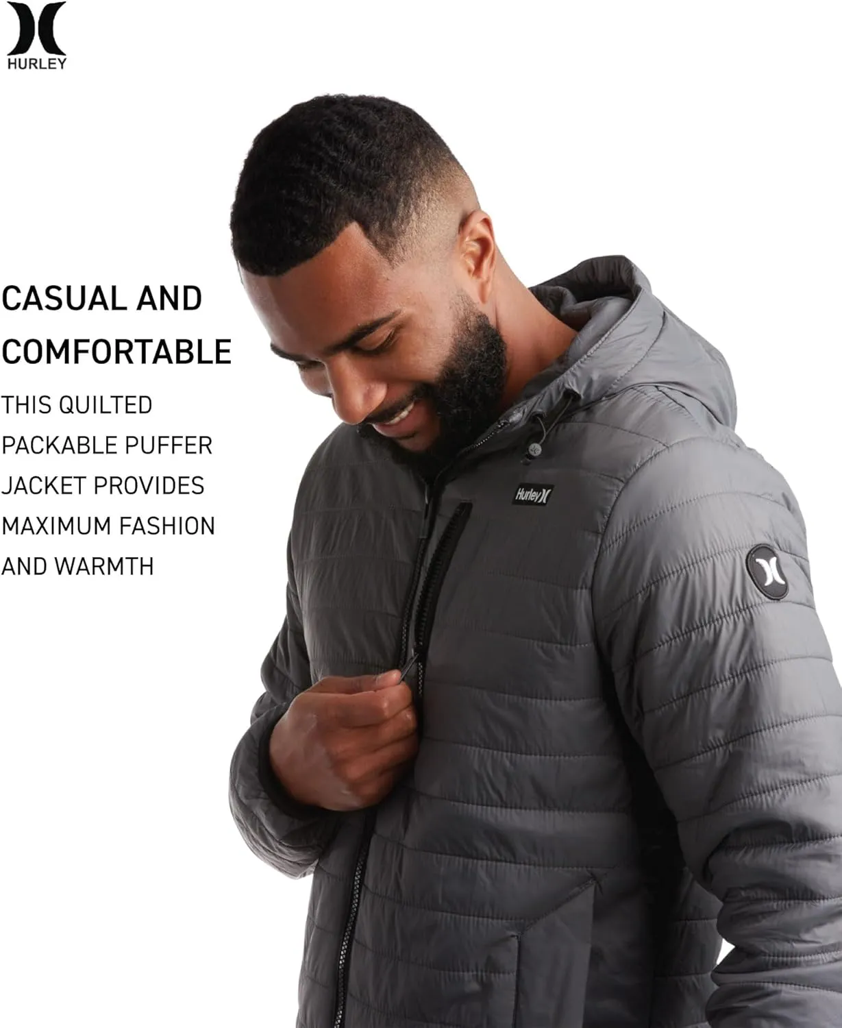 Hurley Men's Jacket - Balsam Lightweight Packable Puffer Coat - Weather Resistant Outerwear Windbreaker Coat for Men (M-XL)