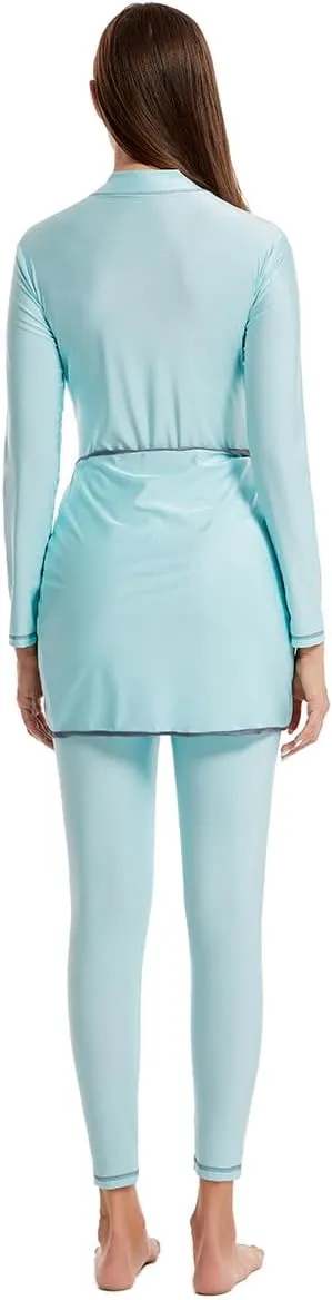 IBAKOM One Piece Modest Burkini for Women Islamic Swimsuits with Wrap Skirt Swim Cap Muslim Bathing Suit Cover Ups