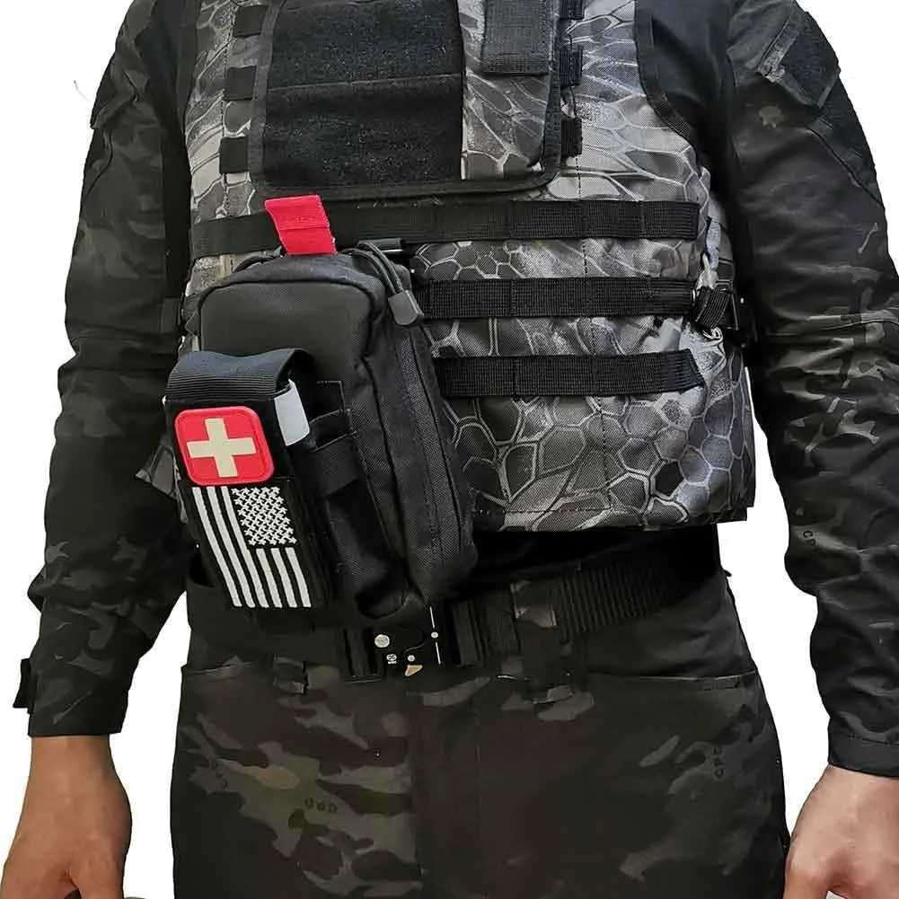 Ifak Med Trauma Kit, Molle Tactical Emergency First Aid Kit,Red Military Survival Molle EMT Medical Kit Refill Supplies Fot Duty Belt