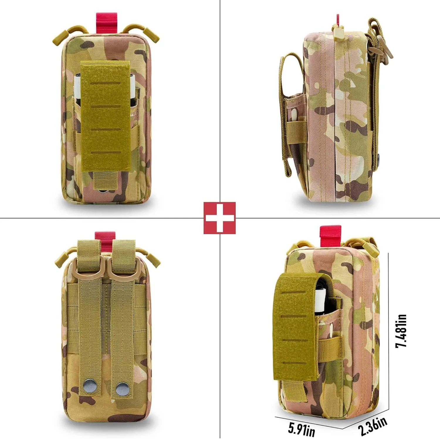 Ifak Med Trauma Kit, Molle Tactical Emergency First Aid Kit,Red Military Survival Molle EMT Medical Kit Refill Supplies Fot Duty Belt