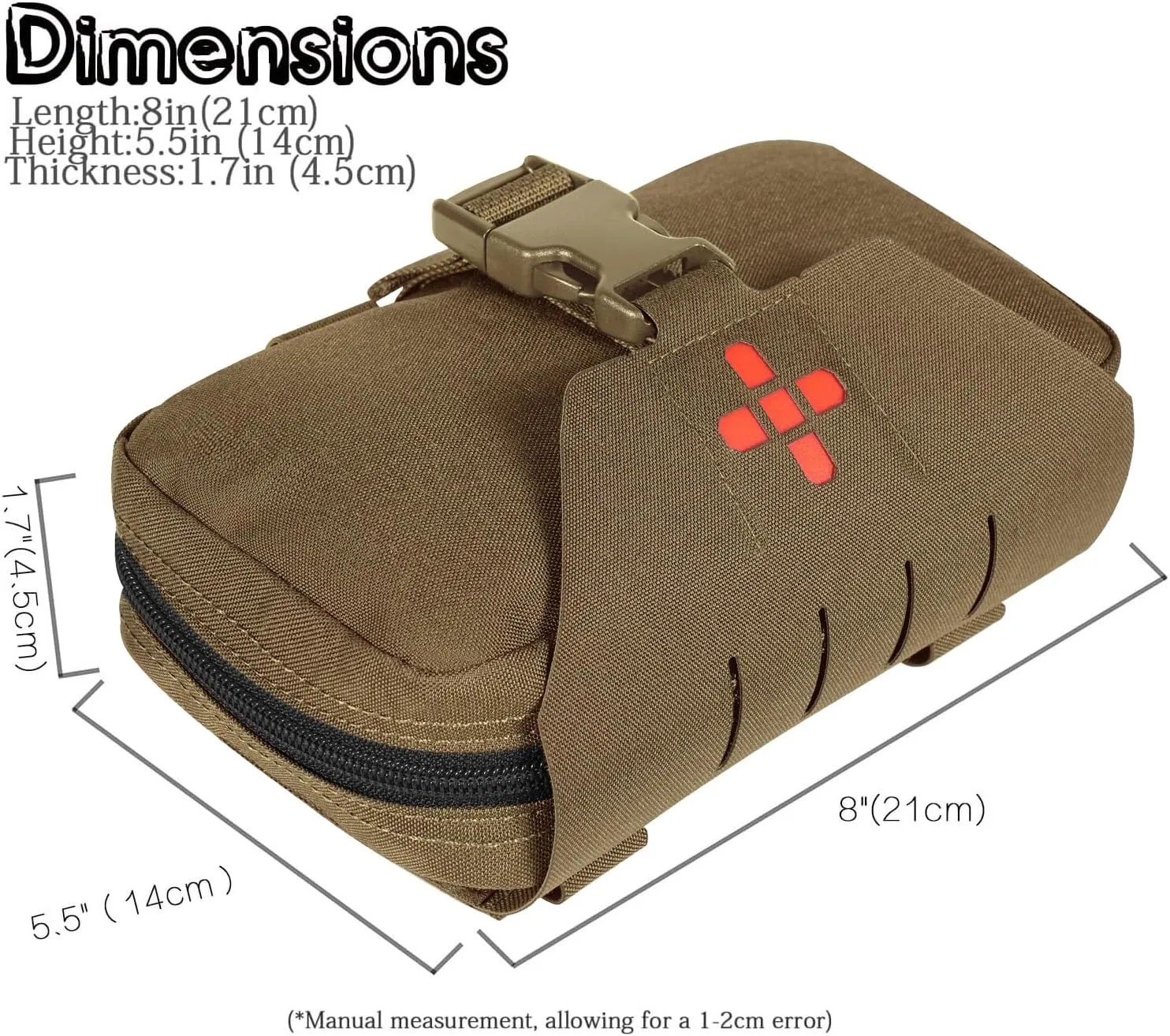 Ifak Pouch-Rapid Deployment Tactical MOLLE Trauma Kit Pouches, Quick Release Tear-Off Medical First Aid Kit Organiser with Red Immediate Identify for Emergency Surviva Activities.