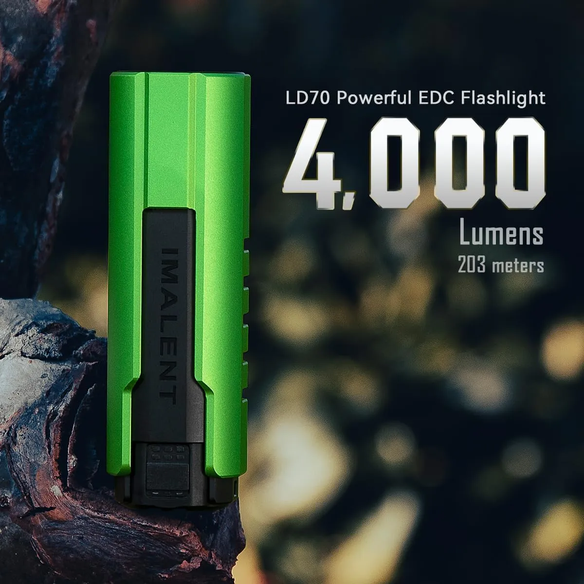 IMALENT LD70 Pocket EDC Flashlight, 4000 Lumens Compact Bright Powerful Flashlights with CREE XHP70.2 LED, Rechargeable Handheld Torch for Camping and Hiking (Fruit Green)