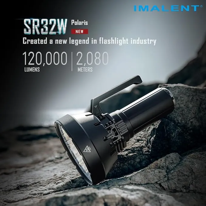 IMALENT SR32 LED Flashlight Rechargeable 120,000 Lumens, 2080 Meters Throw Super Bright Flash Light with OLED Display, Type C Fast Charge High Lumen Searchlight for Outdoor, Hunting and Emergency