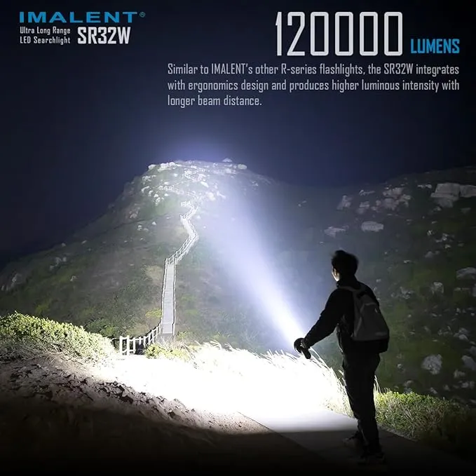 IMALENT SR32 LED Flashlight Rechargeable 120,000 Lumens, 2080 Meters Throw Super Bright Flash Light with OLED Display, Type C Fast Charge High Lumen Searchlight for Outdoor, Hunting and Emergency