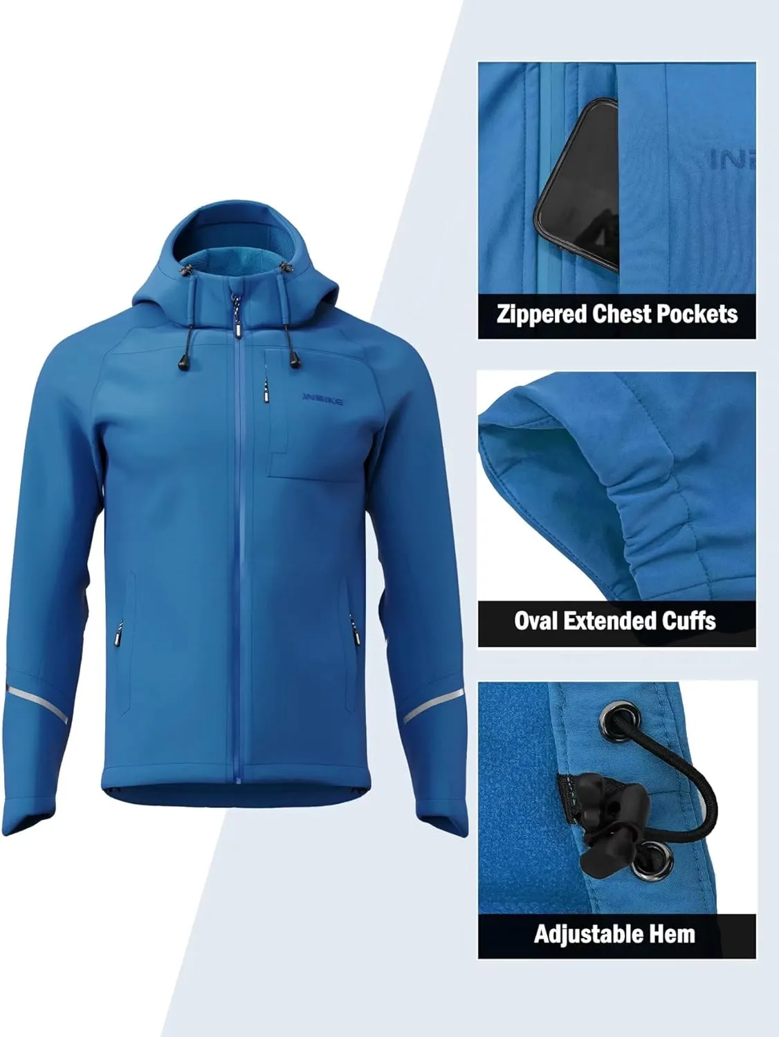 INBIKE Winter Cycling Jackets for Men Thermal Bike Jackets Windproof Cold Weather Hooded Jacket for Biking Running Hiking