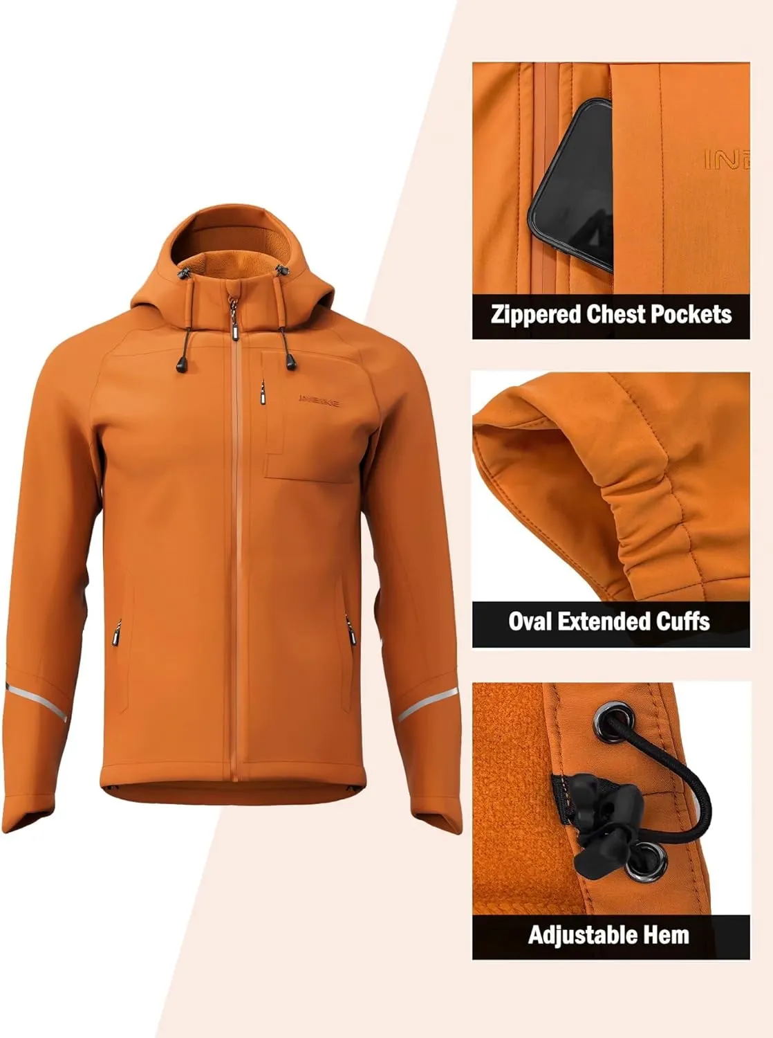 INBIKE Winter Cycling Jackets for Men Thermal Bike Jackets Windproof Cold Weather Hooded Jacket for Biking Running Hiking
