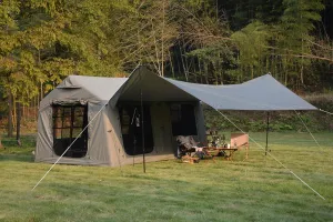 Inflatable Camping Tent for Family Adventures, Quick 5-Minute Setup, Spacious for 7-8 People, Army Green