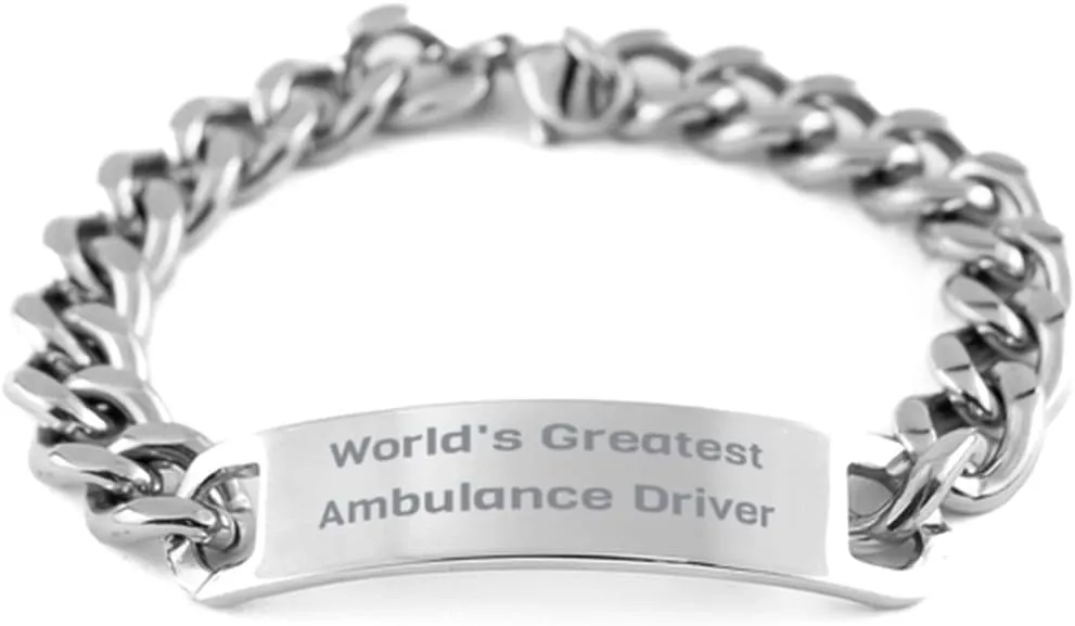 Inspirational Ambulance driver Gifts, World's Greatest Ambulance Driver, Holiday Cuban Chain Bracelet For Ambulance driver, , Emergency, Transport, Medical, First responders, EMTs, Paramedics