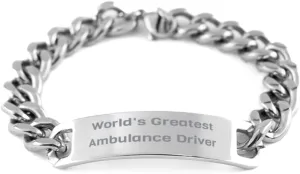 Inspirational Ambulance driver Gifts, World's Greatest Ambulance Driver, Holiday Cuban Chain Bracelet For Ambulance driver, , Emergency, Transport, Medical, First responders, EMTs, Paramedics