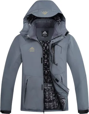 INVACHI Men's Warm Winter Coat Waterproof Mountain Ski Jacket Windproof Detachable Hood Raincoats