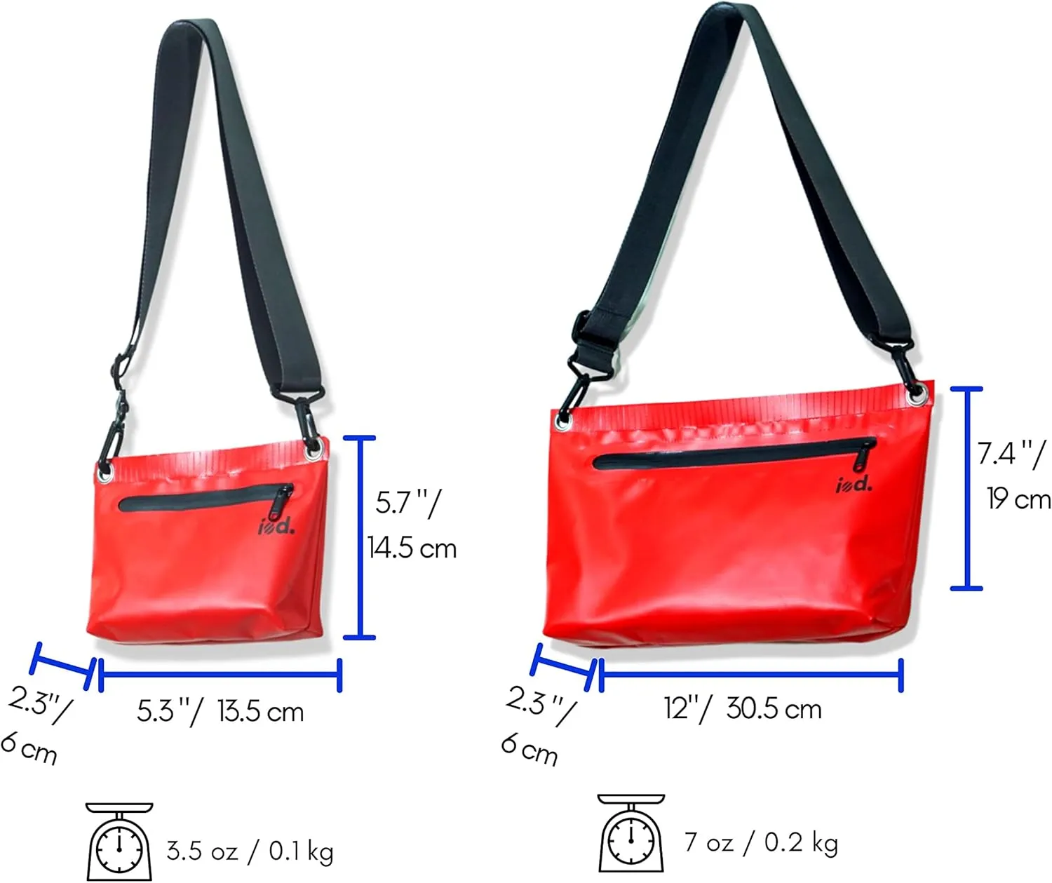 iod Weatherproof Sling Bag/Crossbody Bag with Water-Resistant Zipper - Tarpaulin Bag with Adjustable Shoulder Straps (Red, S)