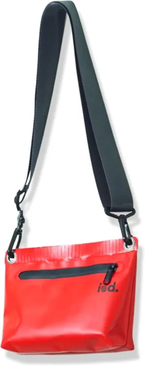 iod Weatherproof Sling Bag/Crossbody Bag with Water-Resistant Zipper - Tarpaulin Bag with Adjustable Shoulder Straps (Red, S)