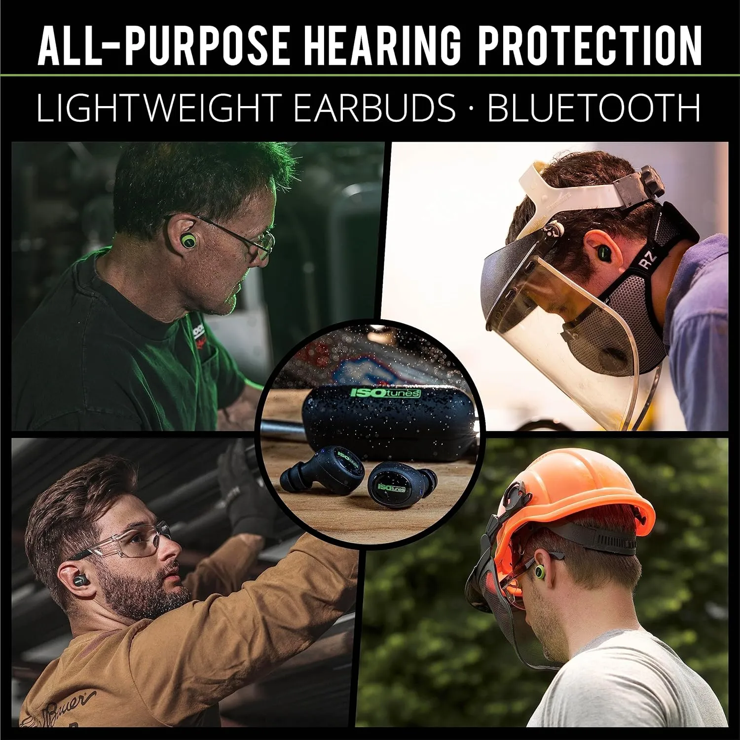 ISOtunes Free 2.0 True Wireless Earbuds: Improved 25 dB Noise Reduction Rating, 21 Hour Total Battery Life, Noise Cancelling Mic, OSHA Compliant Bluetooth Hearing Protector (Free 2.0 - Matte Black)