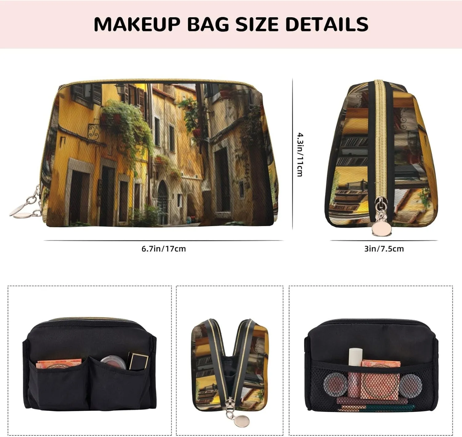 Italian Old Street Toiletry Pouch, Travel-Friendly Makeup Organizer For Makeup Brushes, Lipsticks