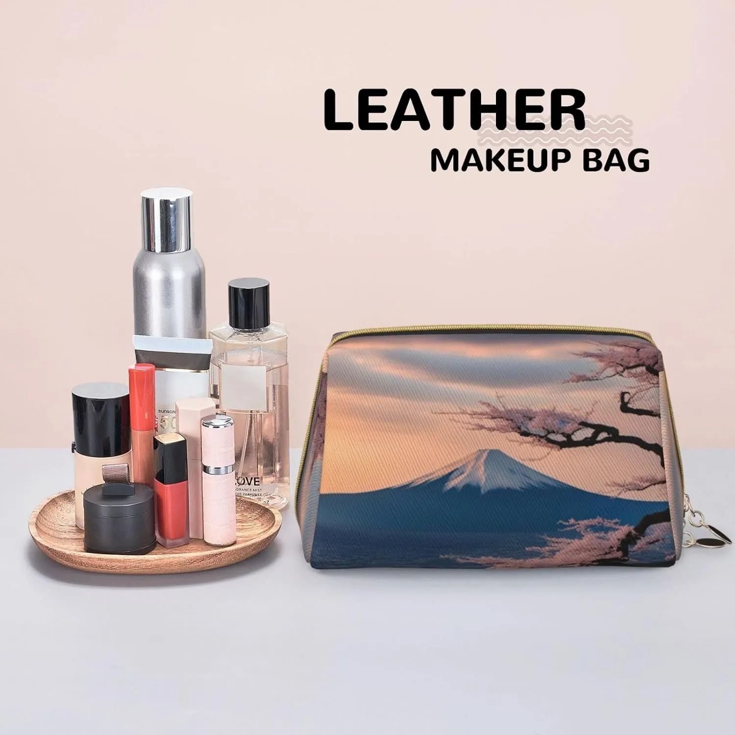 Japan Mount Fuji Landscape Toiletry Pouch, Travel-Friendly Makeup Organizer For Makeup Brushes, Lipsticks