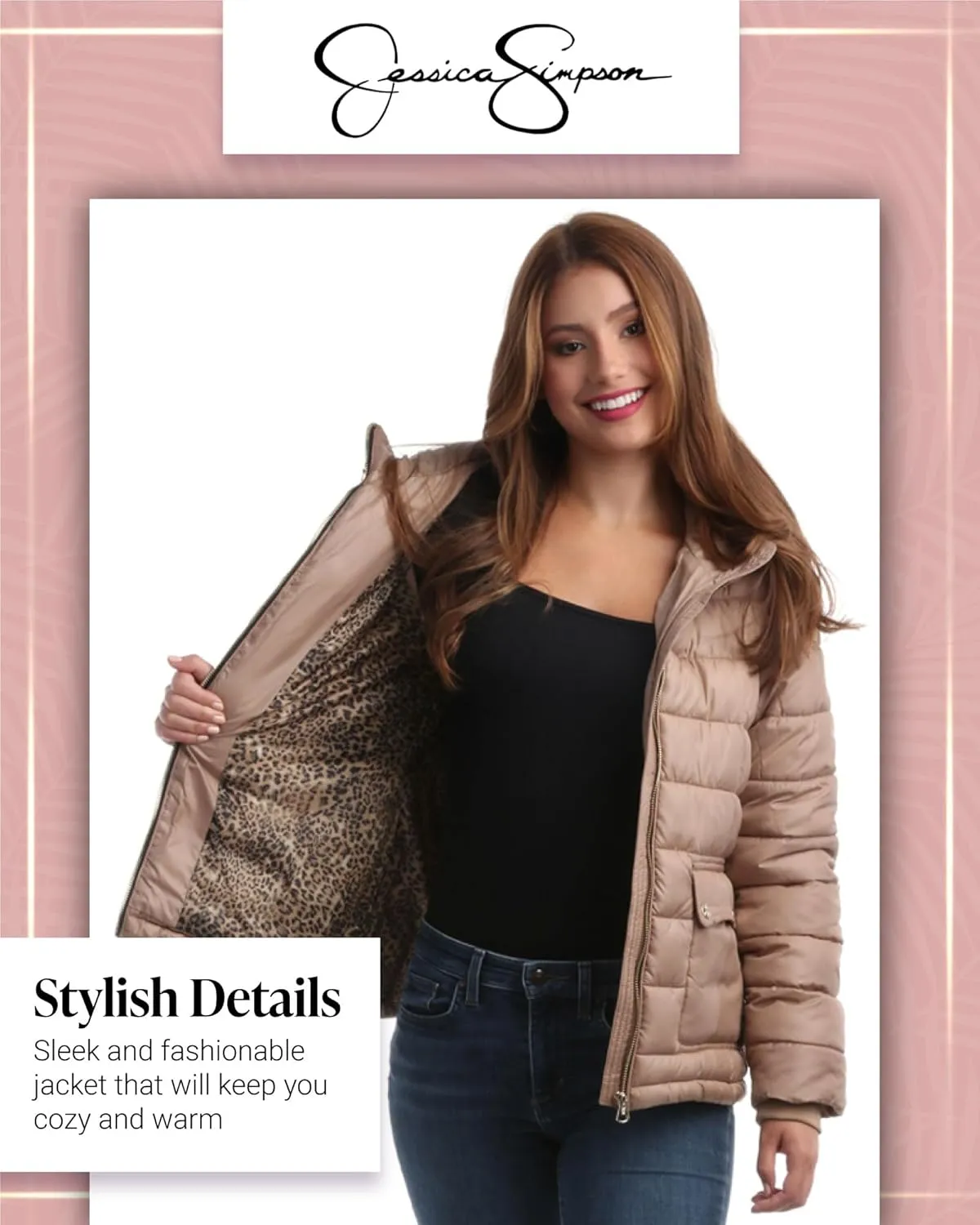 Jessica Simpson Women's Puffer Jacket - Full Zip Up Insulated Quilted Jackets for Women - Cozy Women Winter Coats (S-XL)