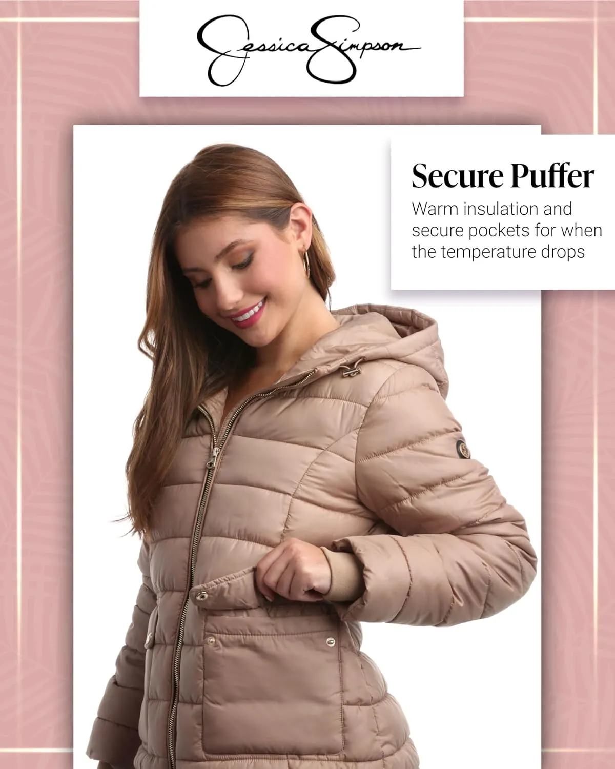 Jessica Simpson Women's Puffer Jacket - Full Zip Up Insulated Quilted Jackets for Women - Cozy Women Winter Coats (S-XL)