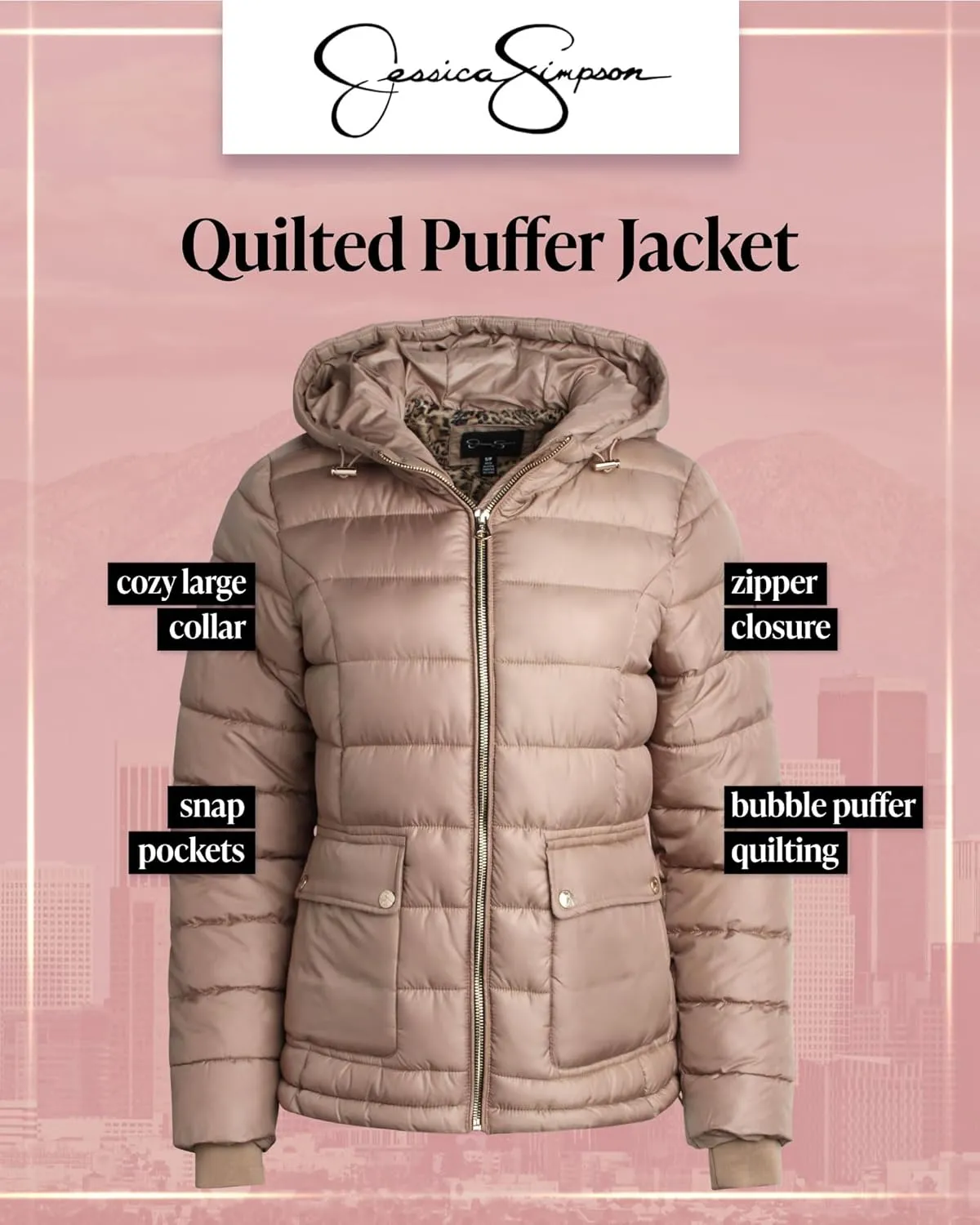 Jessica Simpson Women's Puffer Jacket - Full Zip Up Insulated Quilted Jackets for Women - Cozy Women Winter Coats (S-XL)
