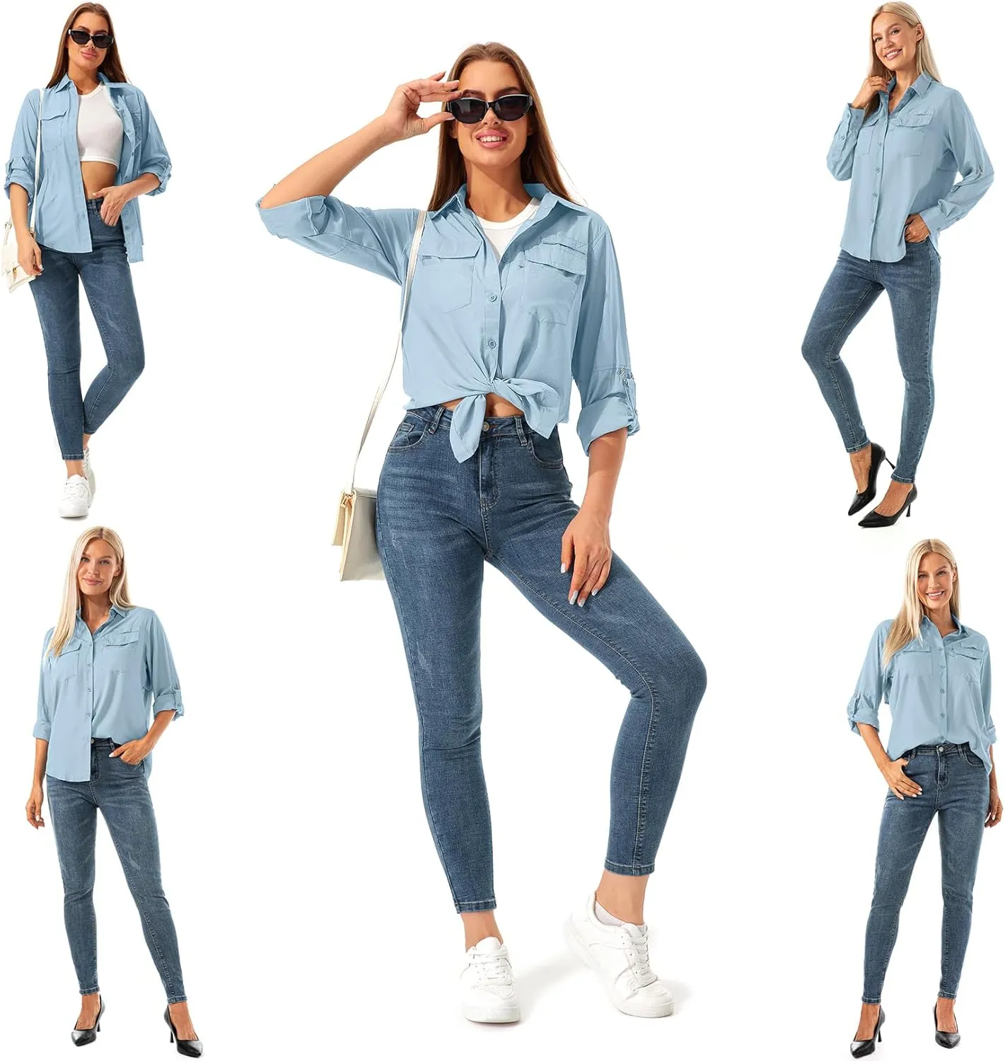 Jessie Kidden Women's Quick Dry Sun UV Protection Convertible Long Sleeve Shirts for Hiking Camping Fishing Sailing