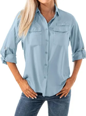 Jessie Kidden Women's Quick Dry Sun UV Protection Convertible Long Sleeve Shirts for Hiking Camping Fishing Sailing