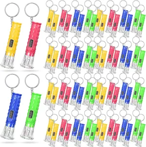 Jexine 100 Pcs Mini Flashlight Keychain Bulk Assorted Colors Torch Keyring Flashlights LED Small Keychain Light Hiking Camping Christmas Party Favors(Bright)