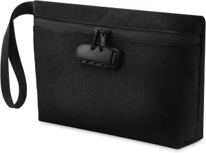 JXTZ Money Bag with Lock, Security Smell Proof Bag with Combination Lock, 13 x 8 Inches Waterproof Men & Women's Locking Accessories Pouch for Cash, Travel, Bank Deposits, Medicine Credit (Black)