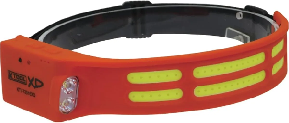 K Tool International Headlight with a Motion Sensing Side Flashlight 600 Lumen Flexible COB