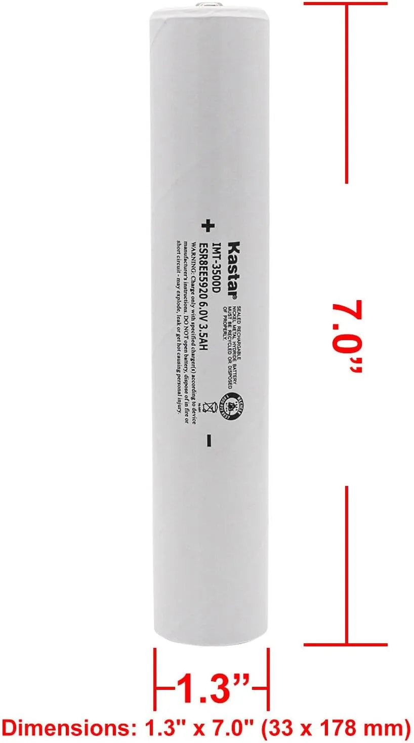 Kastar Battery 1-Pack Ni-MH 6.0V 3.5AH Replacement for Maglite 40070131 40070149 40070249 405462100, Maglite 108-000-817 108-817 108-000-439 108-439, INTEC IMT-3500D, ESR4EE3060 ET2600D, ESR8EE5920