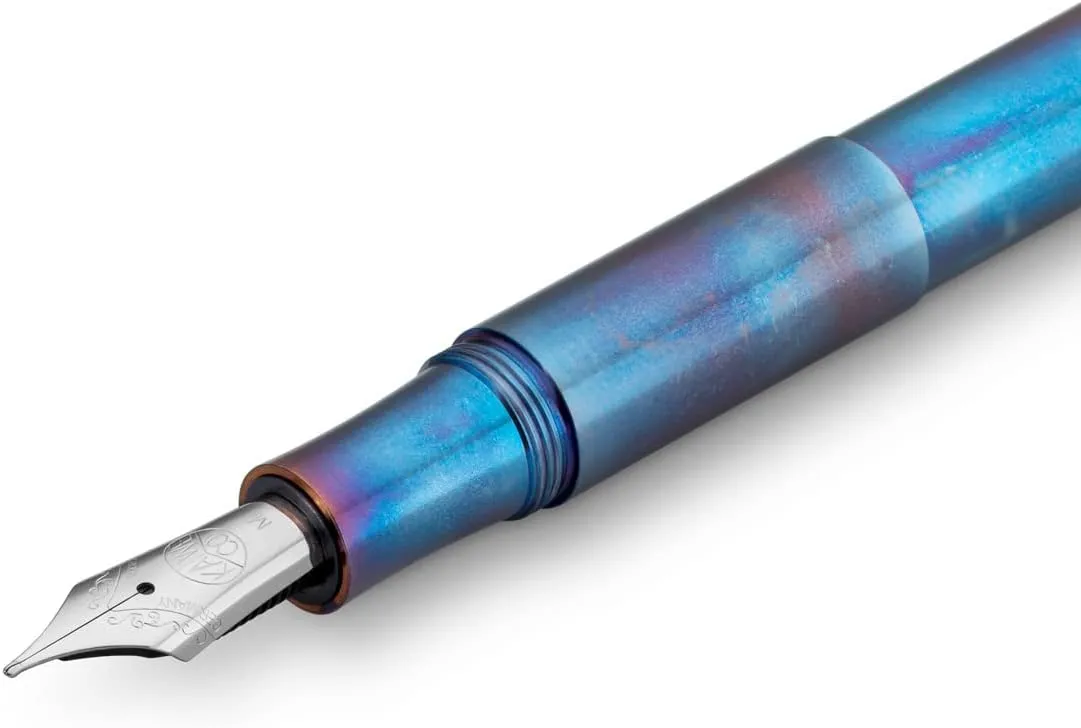KAWECO 10002061 Fountain Pen, Medium, Medium Point, Fire Blue, Dual Use, Genuine Imported