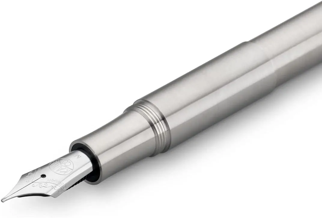 Kaweco SUPRA Fountain Pen Stainless Steel I Exclusive Fountain Pen for Ink Cartridges Including Retro Metal Box I Fountain Pen 16.5 cm I Nib: BB (Extra Broad)