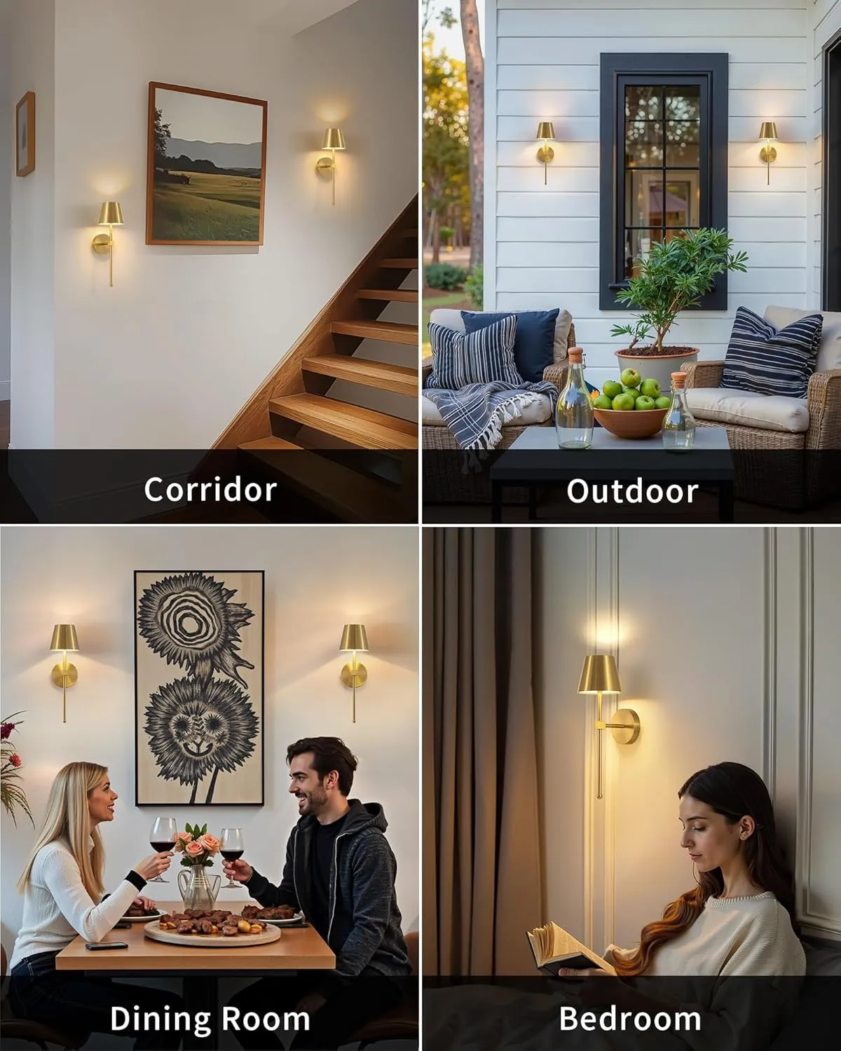 KDG Wireless Wall Sconces Set of 2, Small Cordless 5200mAh Rechargeable Battery LED Wall Lamps, Stepless Dimming Lightings for Wall Painting, Living Room, Bedroom, Hallway, Gifts, Night Light (Gold)