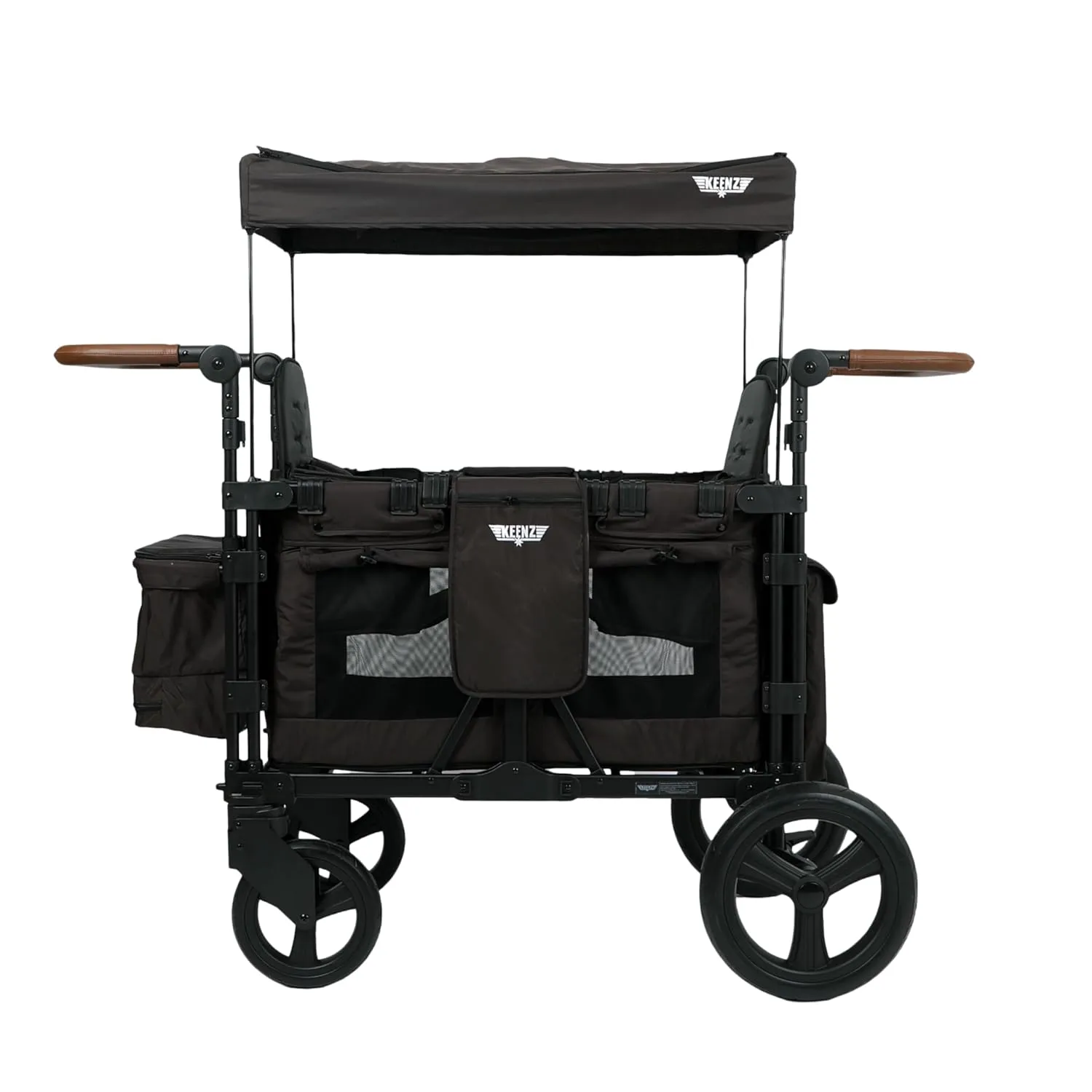 Keenz XC 2.0 - Luxury 2 Passenger Stroller Wagon for Kids | Foldable 2 Passenger Quad Seater with Adjustable Canopy | Black