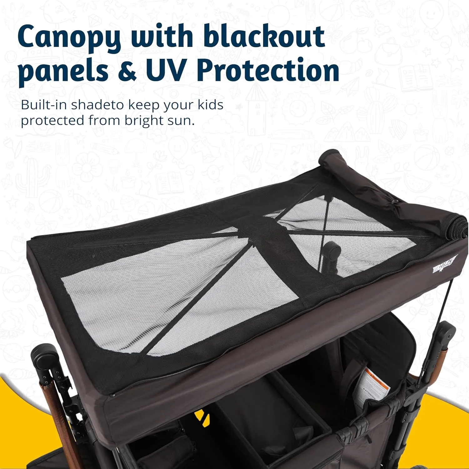 Keenz XC 2.0 - Luxury 2 Passenger Stroller Wagon for Kids | Foldable 2 Passenger Quad Seater with Adjustable Canopy | Black