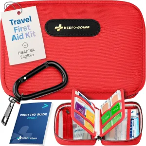 KeepGoing Travel First Aid Kit for Car, Home, Hiking, Camping and Outdoor Emergencies - First Aid Kit Travel Size TSA-Approved