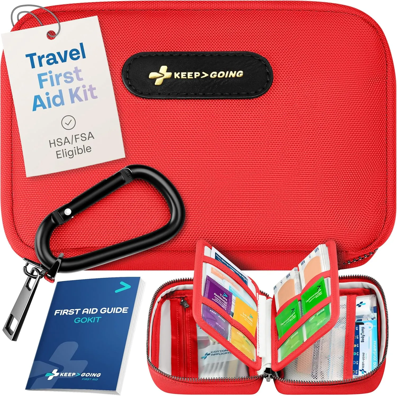 KeepGoing Travel First Aid Kit for Car, Home, Hiking, Camping and Outdoor Emergencies - First Aid Kit Travel Size TSA-Approved