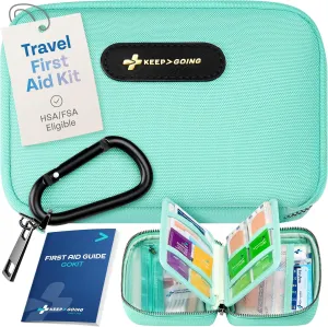 KeepGoing Travel First Aid Kit for Car, Home, Hiking, Camping and Outdoor Emergencies - First Aid Kit Travel Size TSA-Approved
