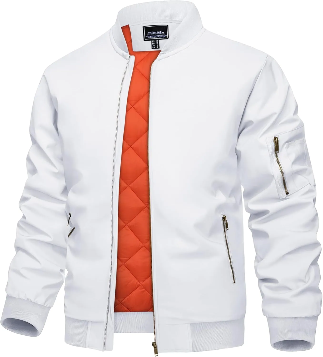 KEFITEVD Men's Jacket Casual Windproof Bomber Jackets Full Zip Windbreaker Warm Winter Padded Coats