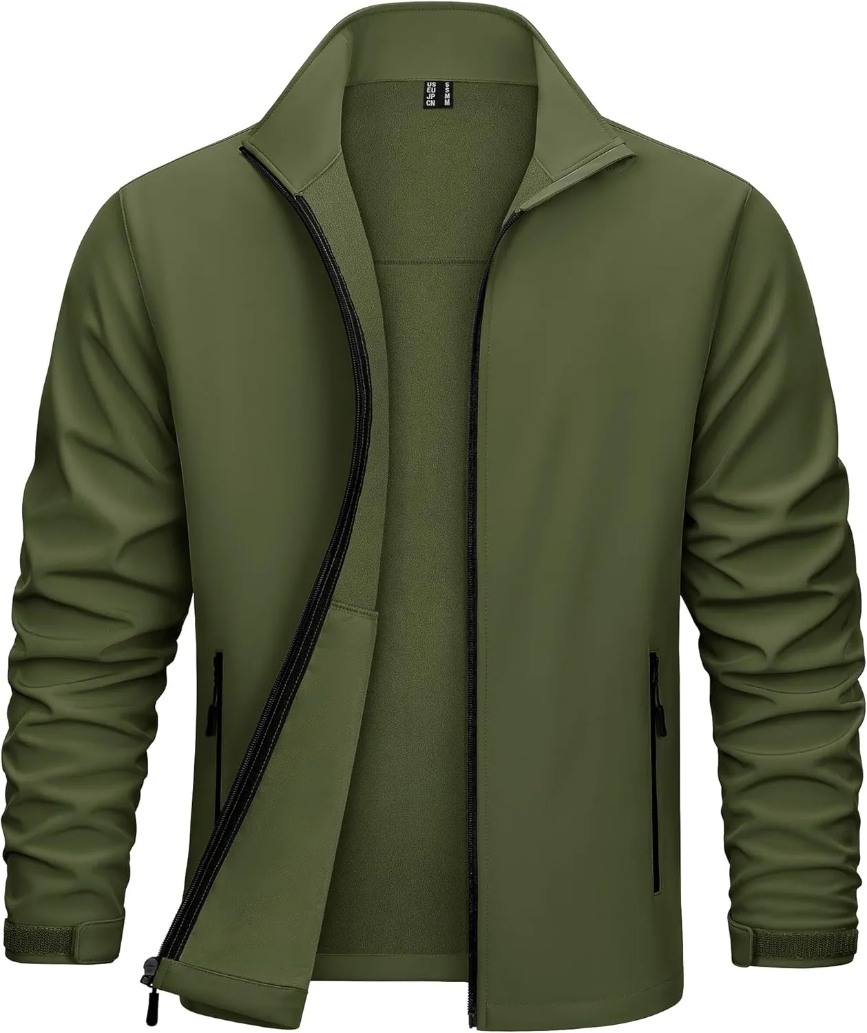 KEFITEVD Men's Tactical Jacket Fleece Lined Softshell Jackets Waterproof Stand Collar Jacket Outdoor Hunting Coat