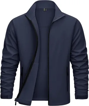 KEFITEVD Men's Tactical Jacket Fleece Lined Softshell Jackets Waterproof Stand Collar Jacket Outdoor Hunting Coat
