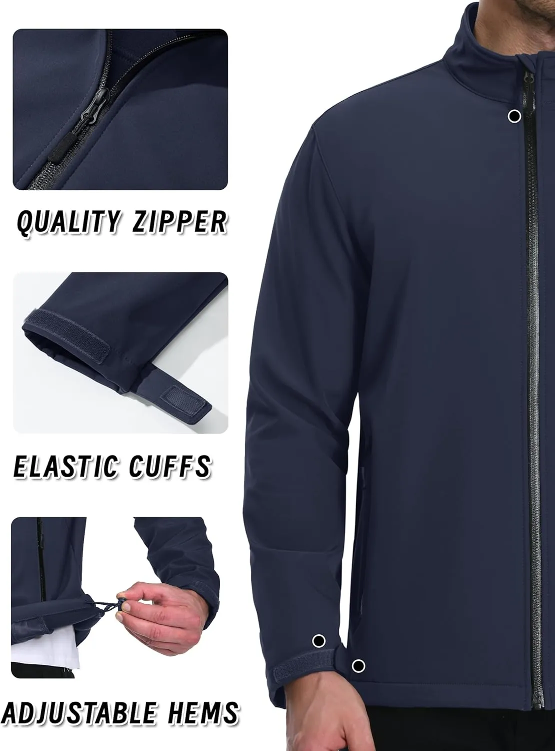 KEFITEVD Men's Tactical Jacket Fleece Lined Softshell Jackets Waterproof Stand Collar Jacket Outdoor Hunting Coat