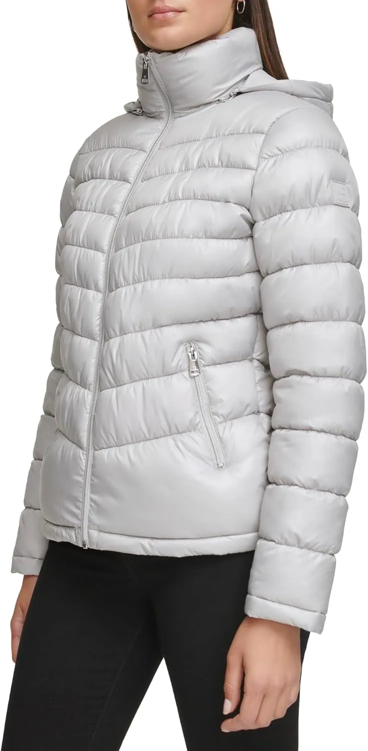 Kenneth Cole Women's Full Zip Hooded Packable Jacket