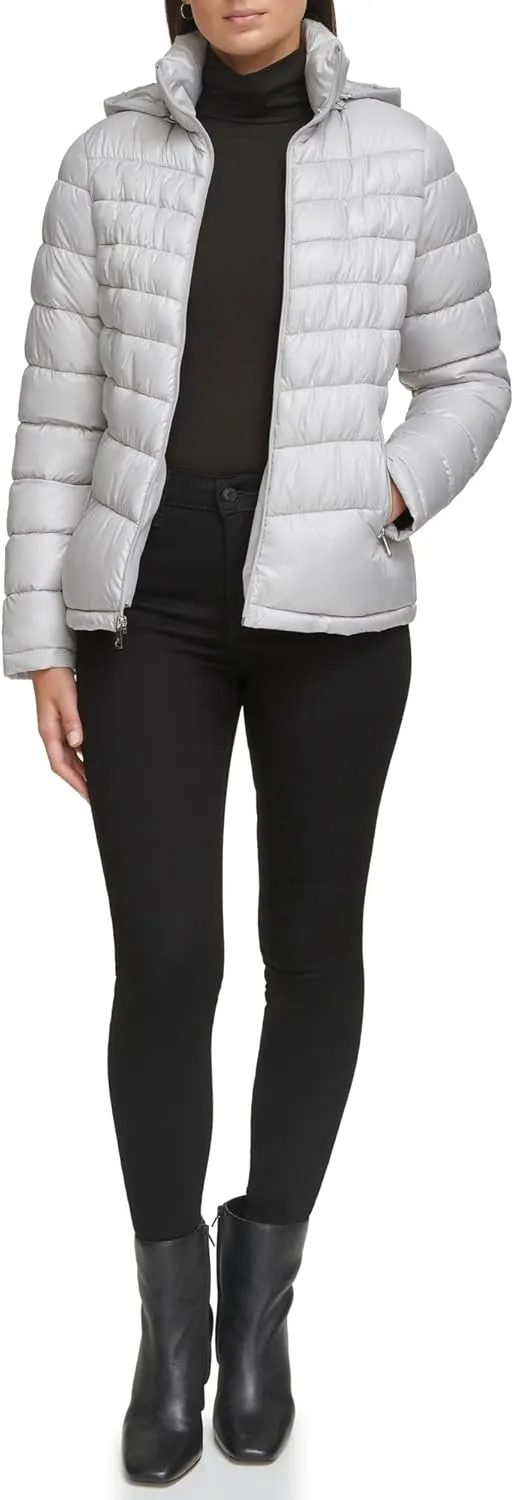 Kenneth Cole Women's Full Zip Hooded Packable Jacket