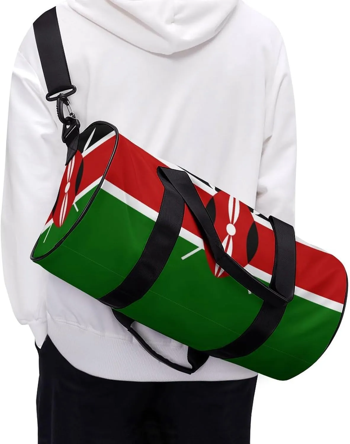 Kenya Flag Duffel Bag Dry Wet Separation for Boys Girls Travel Gym Overnight